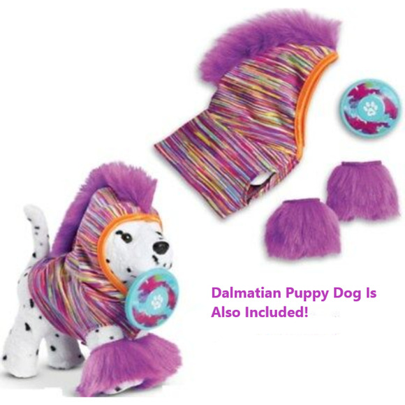 American Girl DALMATIAN DOG + FUR-ROCIOUS PET COSTUME Fur Hoodie Leg Warmers - Picture 5 of 7
